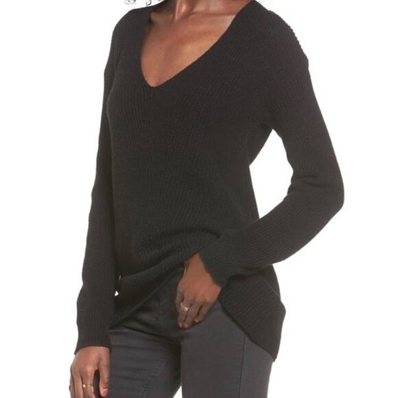 BP Women's Black Ribbed Knit V-Neck Sweater XXS NEW - Picture 1 of 5